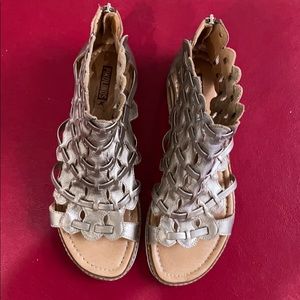 Unique copperish gold leather sandals